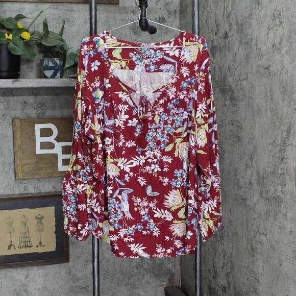 NWT Simply Emma Front Plus Size Knit Blouse Shirt Top 2395-3 3X Burgundy Red - Picture 1 of 6